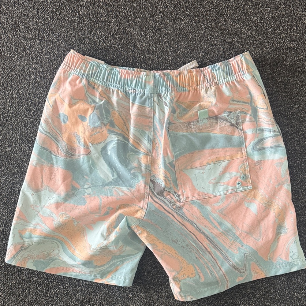 Men’s Pastel Marble Swim Trunks - Mint & Peach - Picture 4 of 4